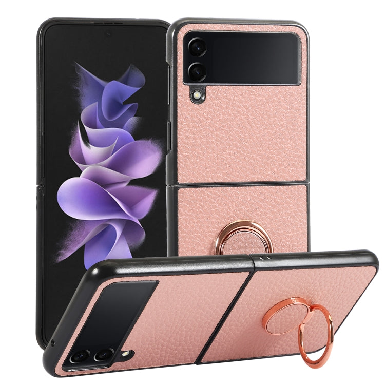 For Samsung Galaxy Z Flip4 Litchi Texture Magnetic Phone Case with Ring Holder