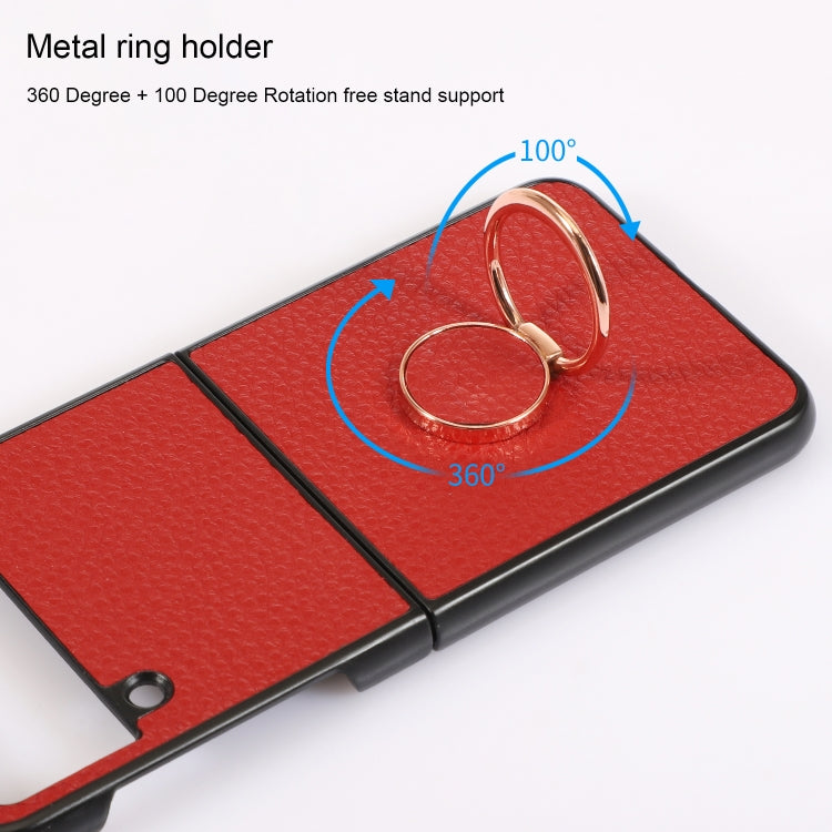 For Samsung Galaxy Z Flip4 Litchi Texture Magnetic Phone Case with Ring Holder