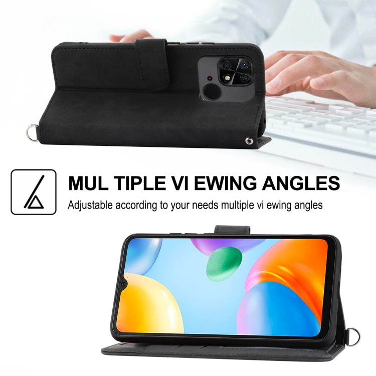 For Xiaomi Redmi 10C Skin-feel Flowers Embossed Wallet Leather Phone Case