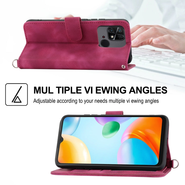 For Xiaomi Redmi 10C Skin-feel Flowers Embossed Wallet Leather Phone Case