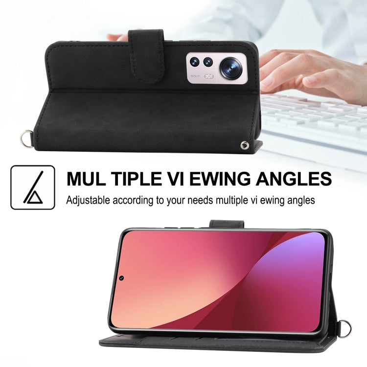 For Xiaomi 12 / 12X Skin-feel Flowers Embossed Wallet Leather Phone Case