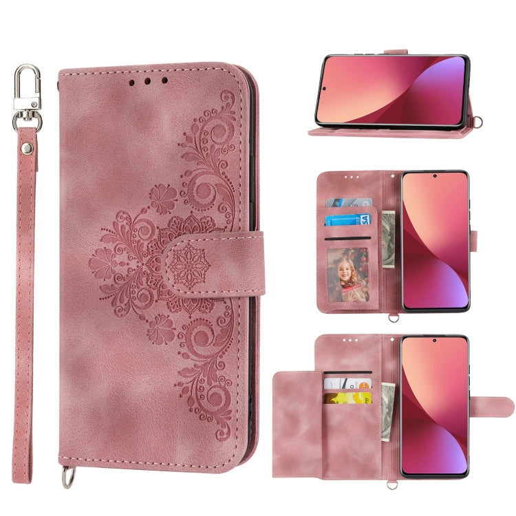 For Xiaomi 12 / 12X Skin-feel Flowers Embossed Wallet Leather Phone Case