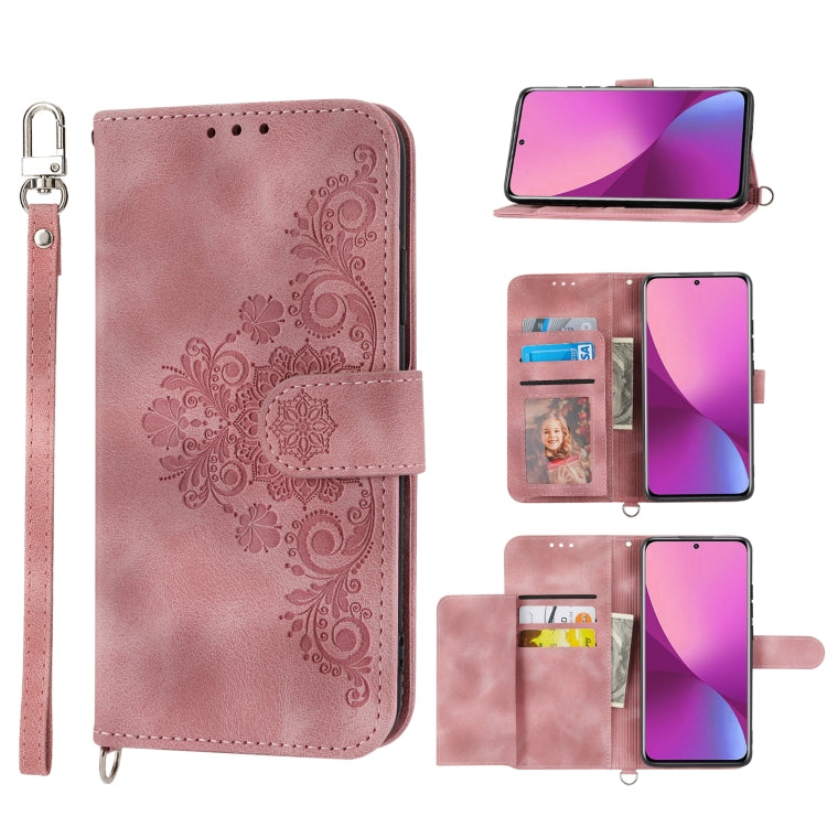 For Xiaomi 12 Lite Skin-feel Flowers Embossed Wallet Leather Phone Case