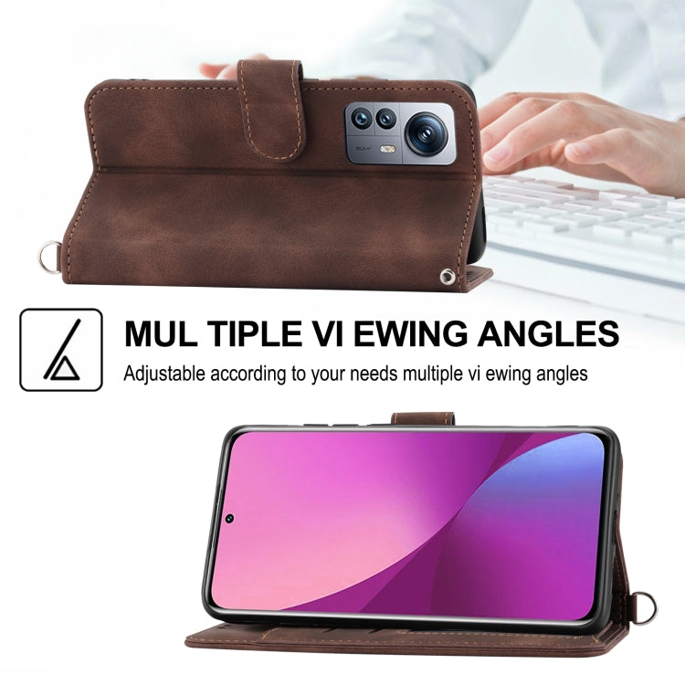 For Xiaomi 12 Lite Skin-feel Flowers Embossed Wallet Leather Phone Case