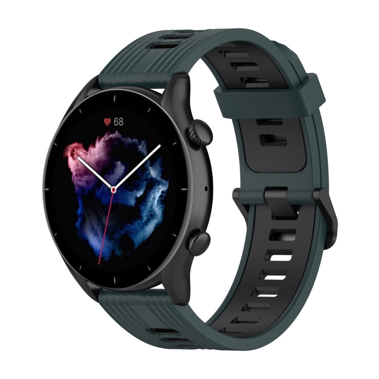 For  Amazfit GTR 4 Stripe Two-color Silicone Watch Band