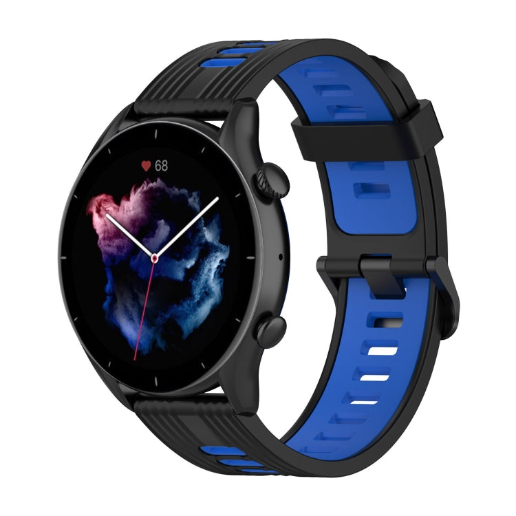 For  Amazfit GTR 4 Stripe Two-color Silicone Watch Band