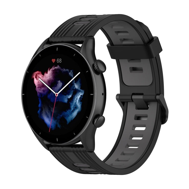 For  Amazfit GTR 4 Stripe Two-color Silicone Watch Band