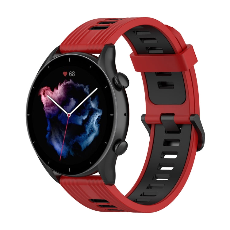 For  Amazfit GTR 4 Stripe Two-color Silicone Watch Band