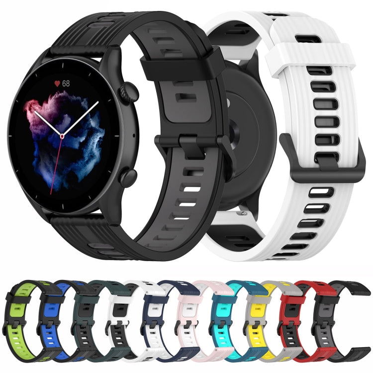 For  Amazfit GTR 4 Stripe Two-color Silicone Watch Band