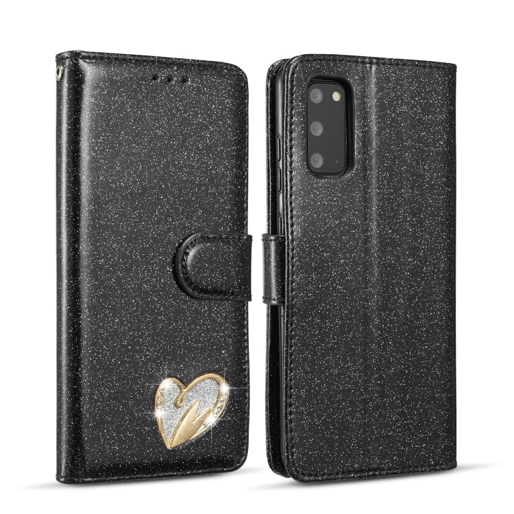 For Samsung Galaxy S20 Glitter Powder Love Leather Phone Case