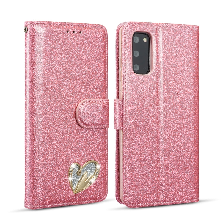 For Samsung Galaxy S20 Glitter Powder Love Leather Phone Case