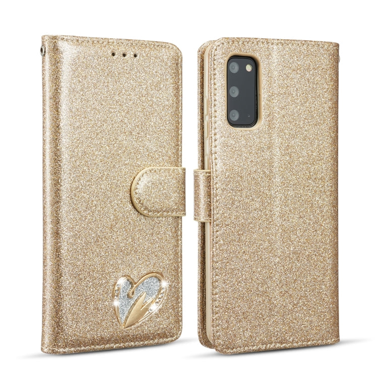 For Samsung Galaxy S20 Glitter Powder Love Leather Phone Case