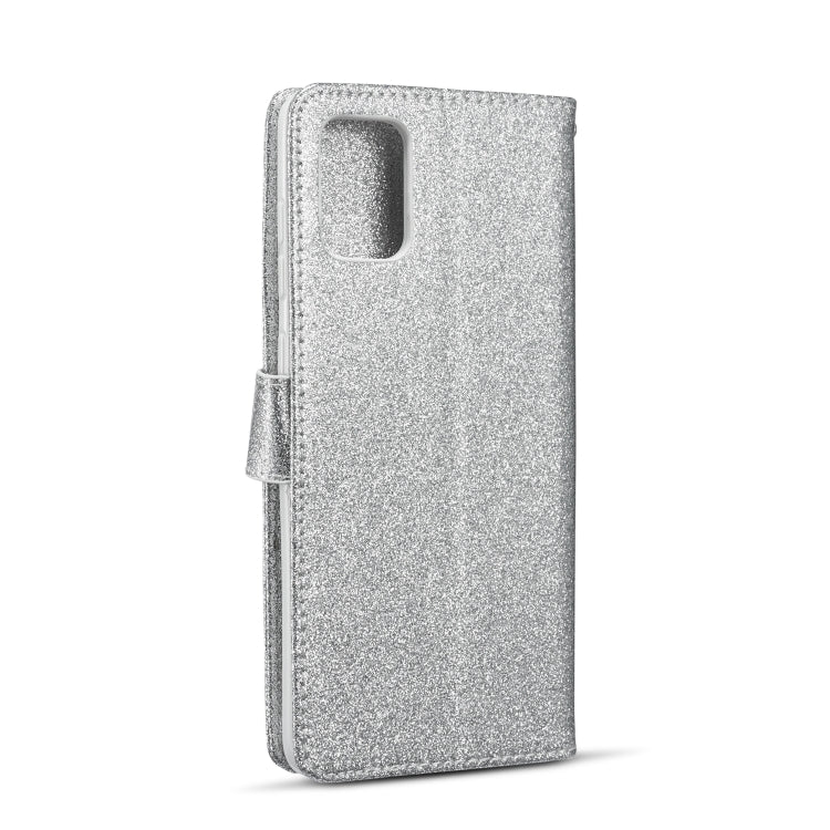 For Samsung Galaxy A71 Glitter Powder Butterfly Leather Phone Case