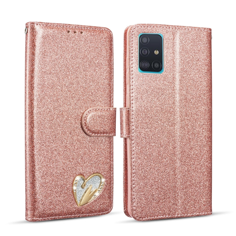 For Samsung Galaxy A71 Glitter Powder Love Leather Phone Case
