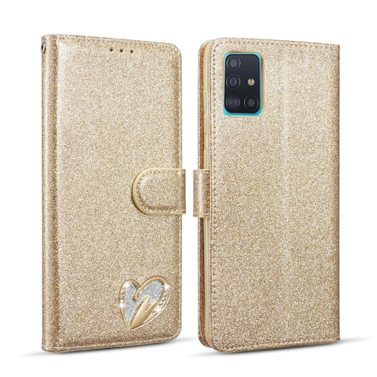 For Samsung Galaxy A71 Glitter Powder Love Leather Phone Case