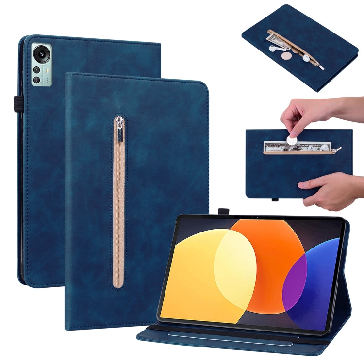 For Xiaomi Pad 5 Pro 12.4 Skin Feel Solid Color Zipper Leather Tablet Case