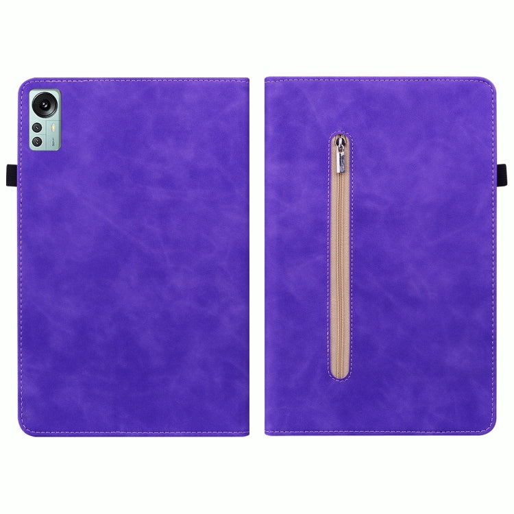 For Xiaomi Pad 5 Pro 12.4 Skin Feel Solid Color Zipper Leather Tablet Case