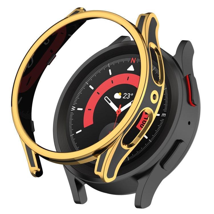 For Samsung Galaxy Watch5 44mm Hanging Sculpture Two-color Protective Watch Case with Tempered Glass Film