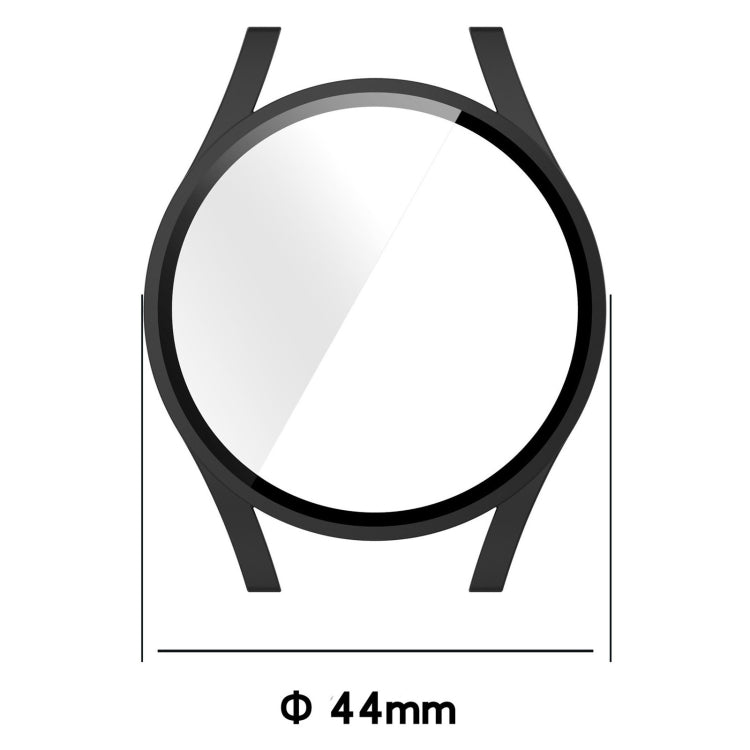 For Samsung Galaxy Watch5 44mm Hanging Sculpture Two-color Protective Watch Case with Tempered Glass Film