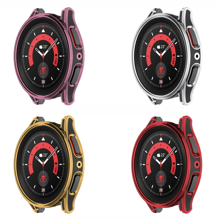 For Samsung Galaxy Watch5 44mm Hanging Sculpture Two-color Protective Watch Case with Tempered Glass Film