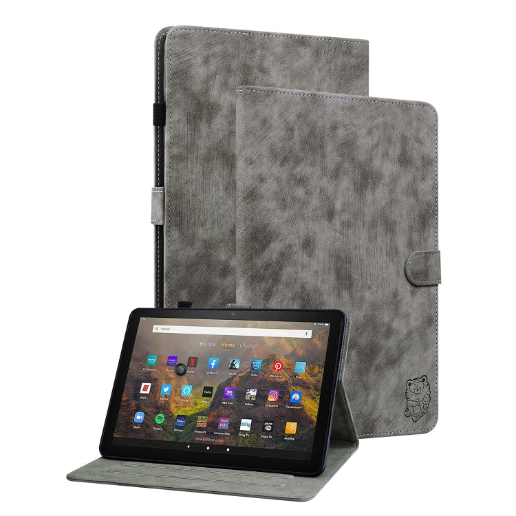 For Amazon Kindle Fire 7 2022 Tiger Pattern Flip Leather Tablet Case
