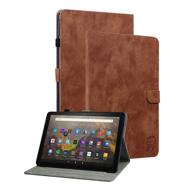 For Amazon Kindle Fire 7 2022 Tiger Pattern Flip Leather Tablet Case