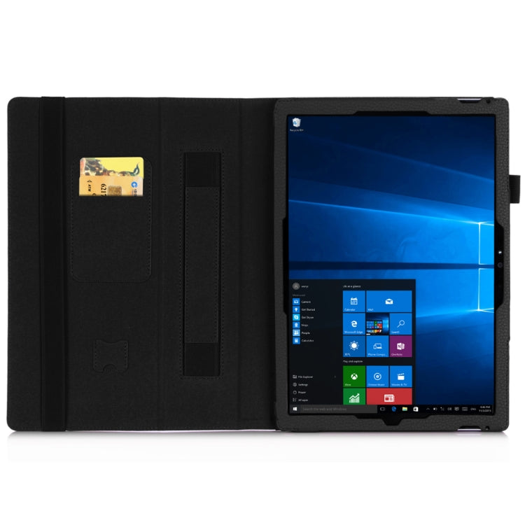 WY-867A For Microsoft Surface Pro 7 2019 / Pro 6 2018 / Surface Pro 2017 / 5 / 4 / 3 12.3 inch Universal Matte Litchi Texture PU Leather Tablet PC Protective Cover with Keyboard Slot & Bracket & Hand Support & Card Slots Function