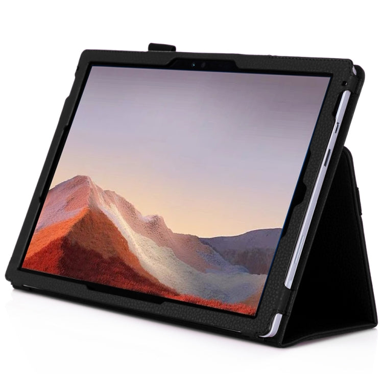 WY-867A For Microsoft Surface Pro 7 2019 / Pro 6 2018 / Surface Pro 2017 / 5 / 4 / 3 12.3 inch Universal Matte Litchi Texture PU Leather Tablet PC Protective Cover with Keyboard Slot & Bracket & Hand Support & Card Slots Function
