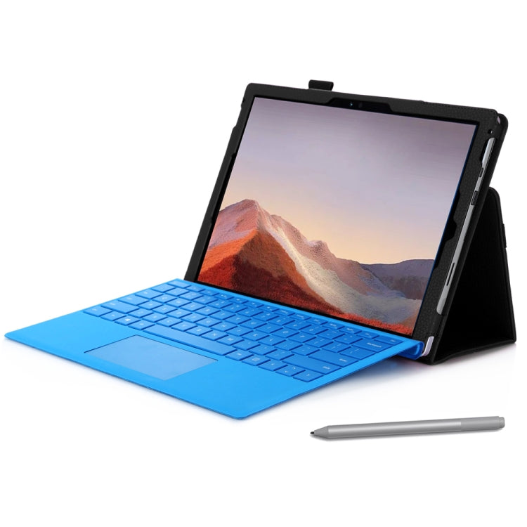 WY-867A For Microsoft Surface Pro 7 2019 / Pro 6 2018 / Surface Pro 2017 / 5 / 4 / 3 12.3 inch Universal Matte Litchi Texture PU Leather Tablet PC Protective Cover with Keyboard Slot & Bracket & Hand Support & Card Slots Function