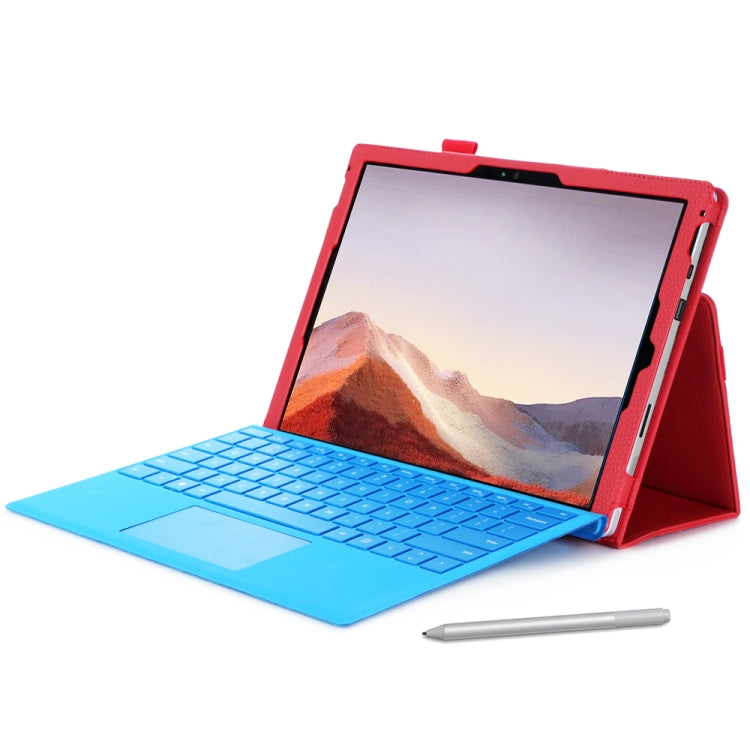 WY-867A For Microsoft Surface Pro 7 2019 / Pro 6 2018 / Surface Pro 2017 / 5 / 4 / 3 12.3 inch Universal Matte Litchi Texture PU Leather Tablet PC Protective Cover with Keyboard Slot & Bracket & Hand Support & Card Slots Function