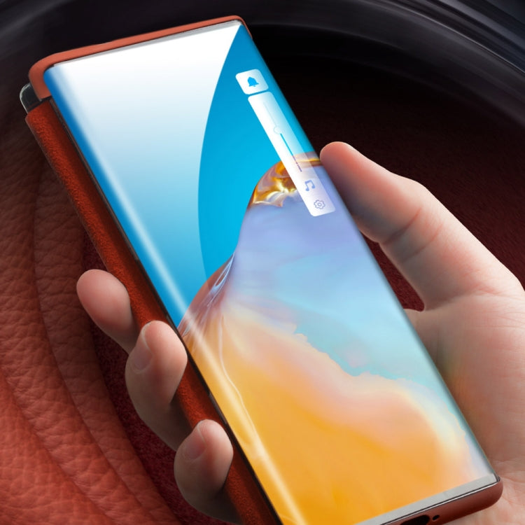 For Huawei P40 QIALINO Litchi Texture Side Window View Leather Phone Case