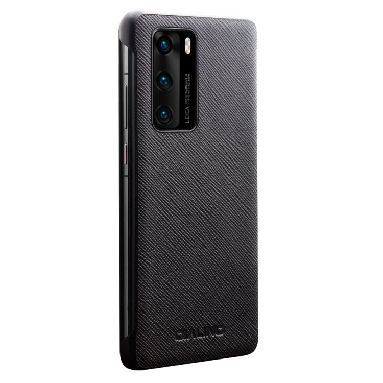 For Huawei P40 QIALINO Puda Texture Side Window View Leather Phone Case