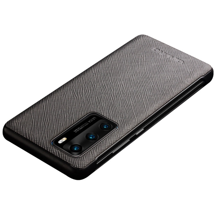 For Huawei P40 QIALINO Puda Texture Side Window View Leather Phone Case