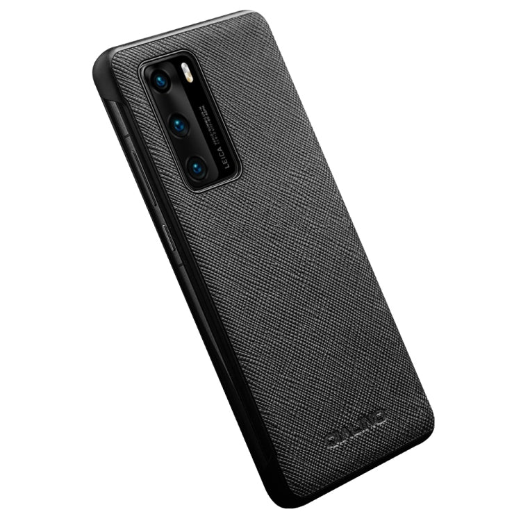 For Huawei P40 QIALINO Puda Texture Side Window View Leather Phone Case
