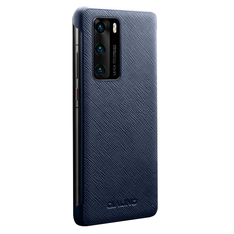 For Huawei P40 QIALINO Puda Texture Side Window View Leather Phone Case