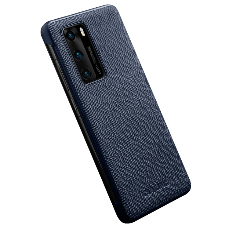 For Huawei P40 QIALINO Puda Texture Side Window View Leather Phone Case