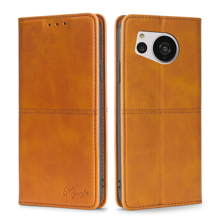 For Sharp Aquos Sense7 Cow Texture Magnetic Leather Phone Case
