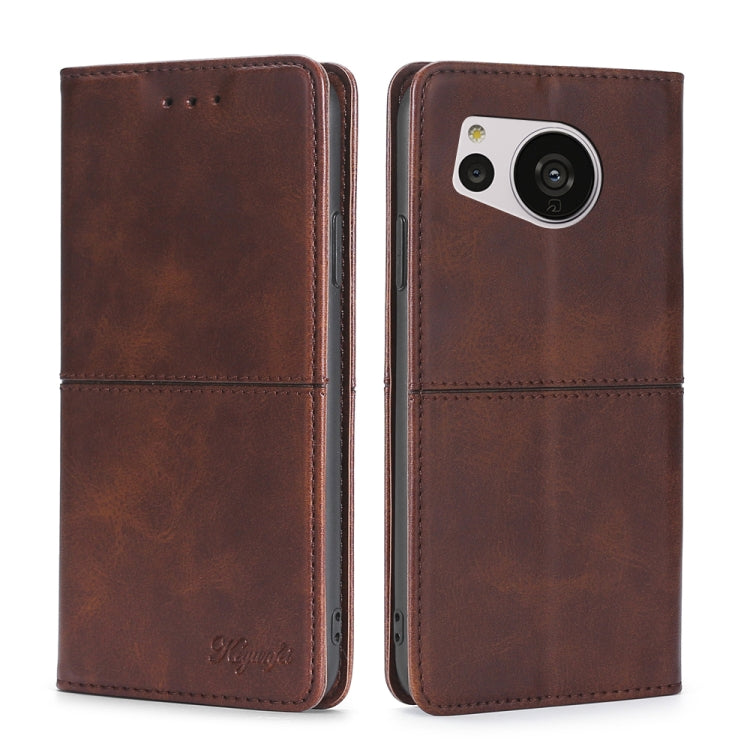 For Sharp Aquos Sense7 Cow Texture Magnetic Leather Phone Case