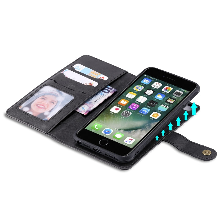 For iPhone 6 Plus / 7 Plus / 8 Plus Multifunctional Detachable Magnetic Horizontal Flip Leather Case with Card Slots & Holder & Wallet & Photo Frame