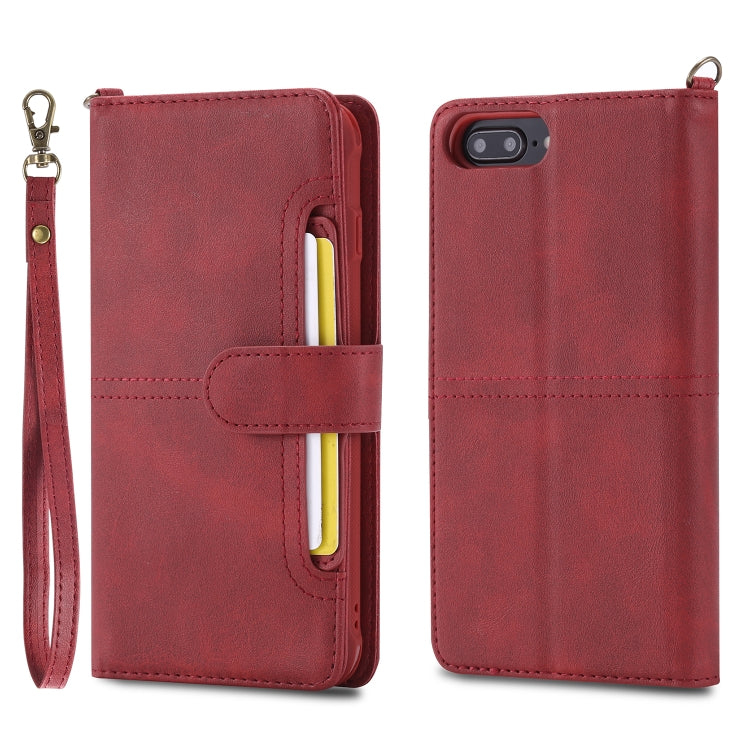 For iPhone 6 Plus / 7 Plus / 8 Plus Multifunctional Detachable Magnetic Horizontal Flip Leather Case with Card Slots & Holder & Wallet & Photo Frame