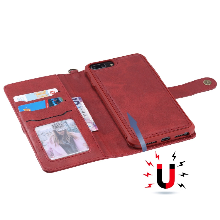 For iPhone 6 Plus / 7 Plus / 8 Plus Multifunctional Detachable Magnetic Horizontal Flip Leather Case with Card Slots & Holder & Wallet & Photo Frame