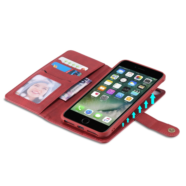 For iPhone 6 Plus / 7 Plus / 8 Plus Multifunctional Detachable Magnetic Horizontal Flip Leather Case with Card Slots & Holder & Wallet & Photo Frame