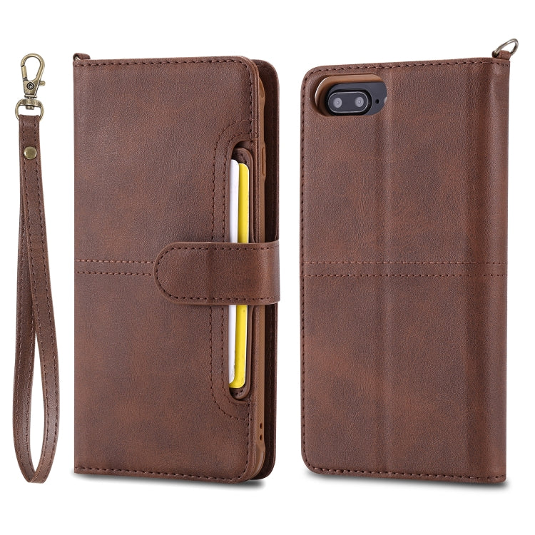 For iPhone 6 Plus / 7 Plus / 8 Plus Multifunctional Detachable Magnetic Horizontal Flip Leather Case with Card Slots & Holder & Wallet & Photo Frame