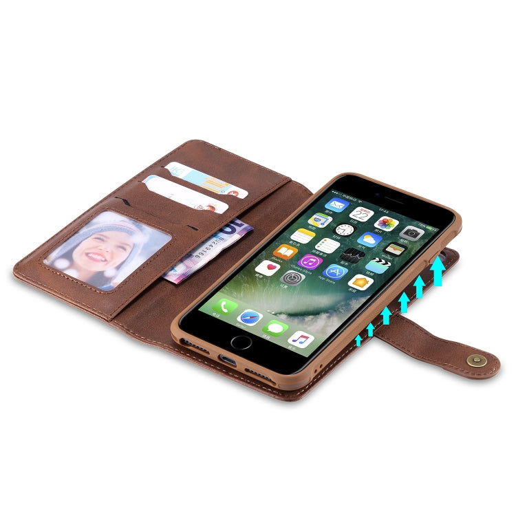 For iPhone 6 Plus / 7 Plus / 8 Plus Multifunctional Detachable Magnetic Horizontal Flip Leather Case with Card Slots & Holder & Wallet & Photo Frame