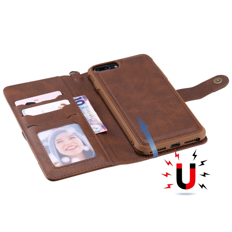 For iPhone 6 Plus / 7 Plus / 8 Plus Multifunctional Detachable Magnetic Horizontal Flip Leather Case with Card Slots & Holder & Wallet & Photo Frame