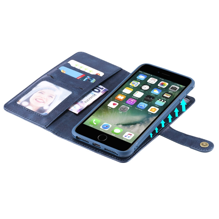 For iPhone 6 Plus / 7 Plus / 8 Plus Multifunctional Detachable Magnetic Horizontal Flip Leather Case with Card Slots & Holder & Wallet & Photo Frame