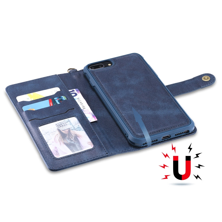 For iPhone 6 Plus / 7 Plus / 8 Plus Multifunctional Detachable Magnetic Horizontal Flip Leather Case with Card Slots & Holder & Wallet & Photo Frame