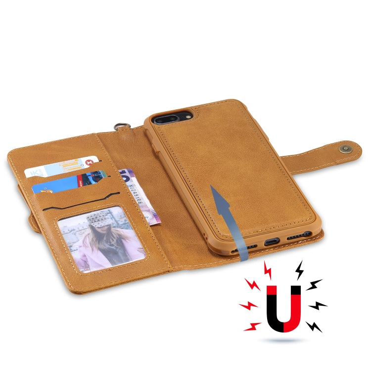 For iPhone 6 Plus / 7 Plus / 8 Plus Multifunctional Detachable Magnetic Horizontal Flip Leather Case with Card Slots & Holder & Wallet & Photo Frame