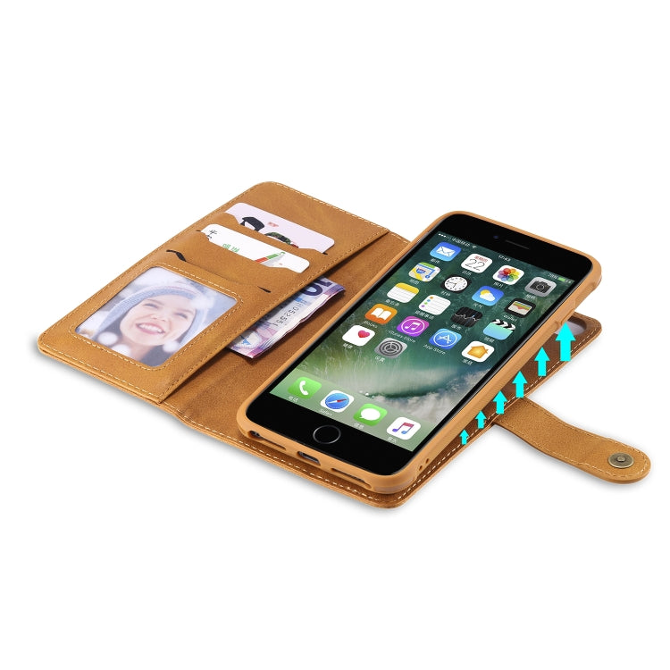 For iPhone 6 Plus / 7 Plus / 8 Plus Multifunctional Detachable Magnetic Horizontal Flip Leather Case with Card Slots & Holder & Wallet & Photo Frame