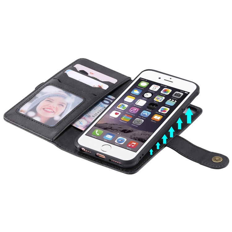 For iPhone 6 / 7 / 8 Multifunctional Detachable Magnetic Horizontal Flip Leather Case with Card Slots & Holder & Wallet & Photo Frame